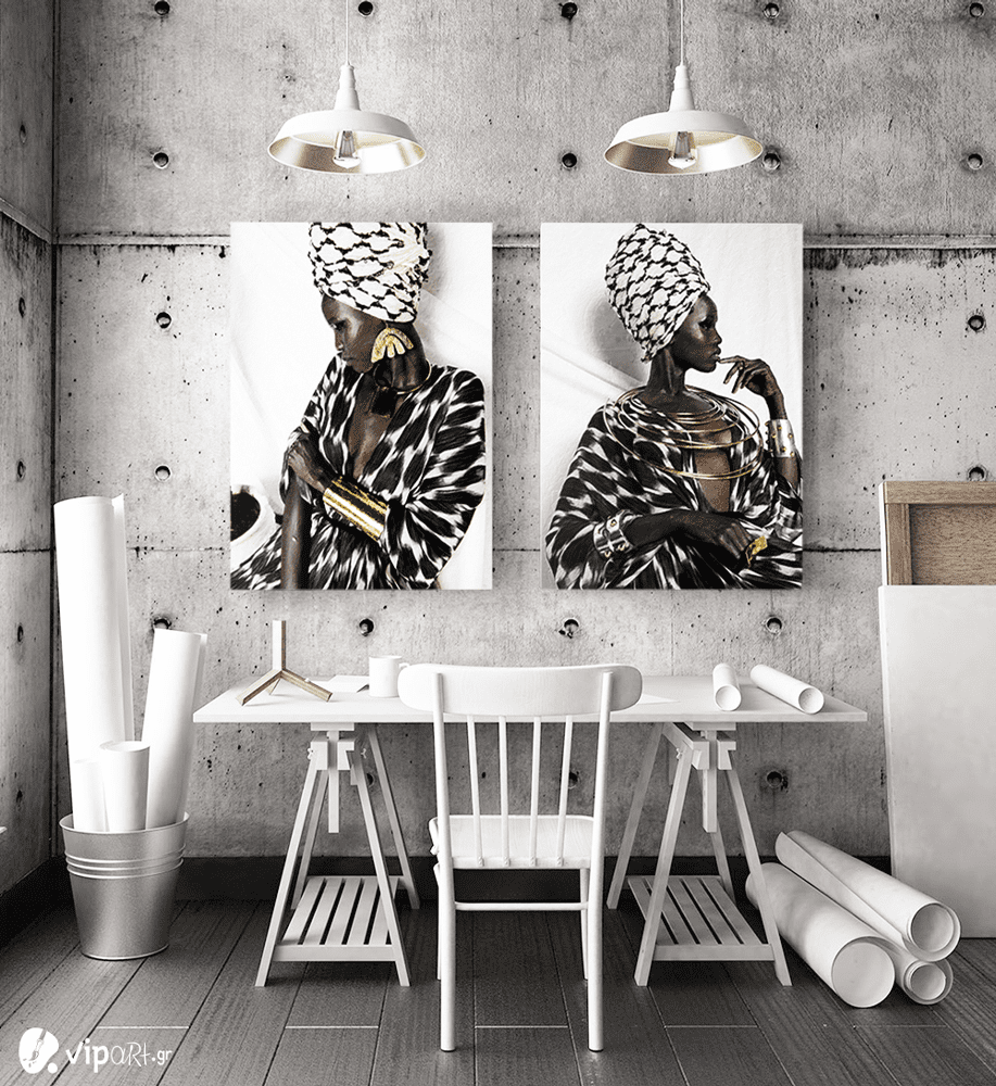Σύνθεση με πίνακες Καμβάδες : African Women Fashion - 2 Τεμάχια 70x50