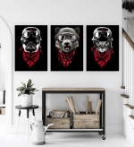 Σύνθεση Με Πίνακες Καμβάδες 70x50 - 3 Τεμάχια - Animals Adventure Red Scarf