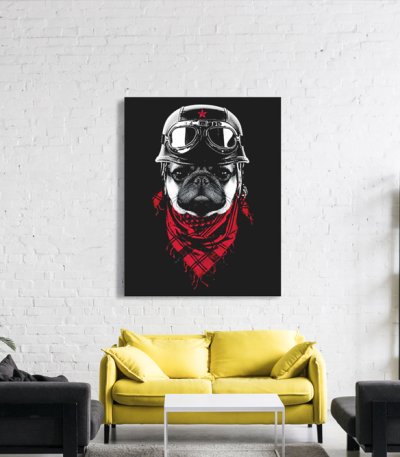Πίνακας σε Καμβά : Dog Adventure Red Scarf