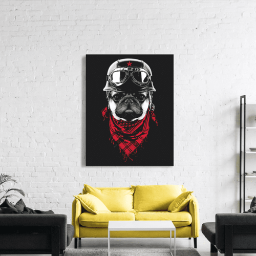 Πίνακας σε Καμβά : Dog Adventure Red Scarf