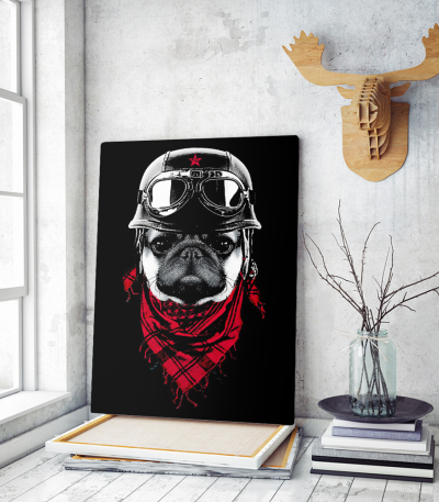 Πίνακας σε Καμβά : Dog Adventure Red Scarf