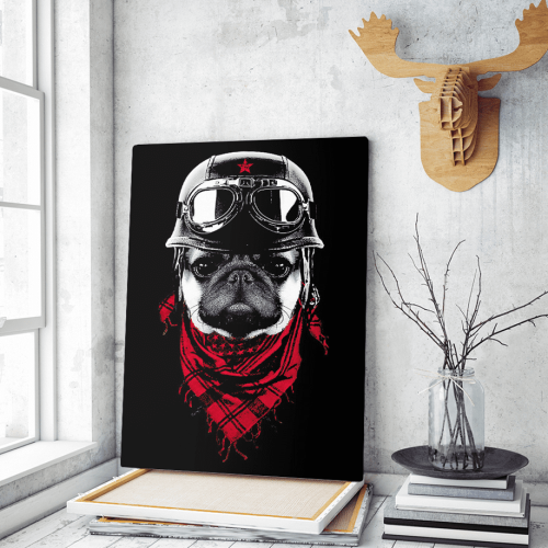 Πίνακας σε Καμβά : Dog Adventure Red Scarf