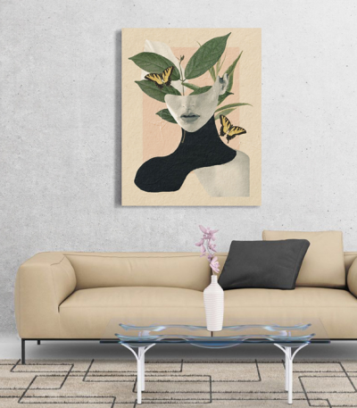 Πίνακας σε Καμβά : Butterflies Woman Collage