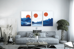 Σύνθεση Με Πίνακες Καμβάδες 60x40 - 3 Τεμάχια - Mountain Sunset Minimalist