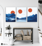 Σύνθεση Με Πίνακες Καμβάδες 60x40 - 3 Τεμάχια - Mountain Sunset Minimalist