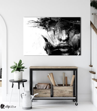 Πίνακας σε Καμβά : Black and White Face Art