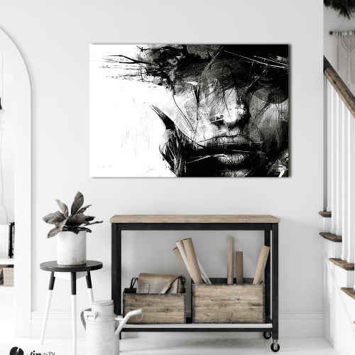Πίνακας σε Καμβά : Black and White Face Art