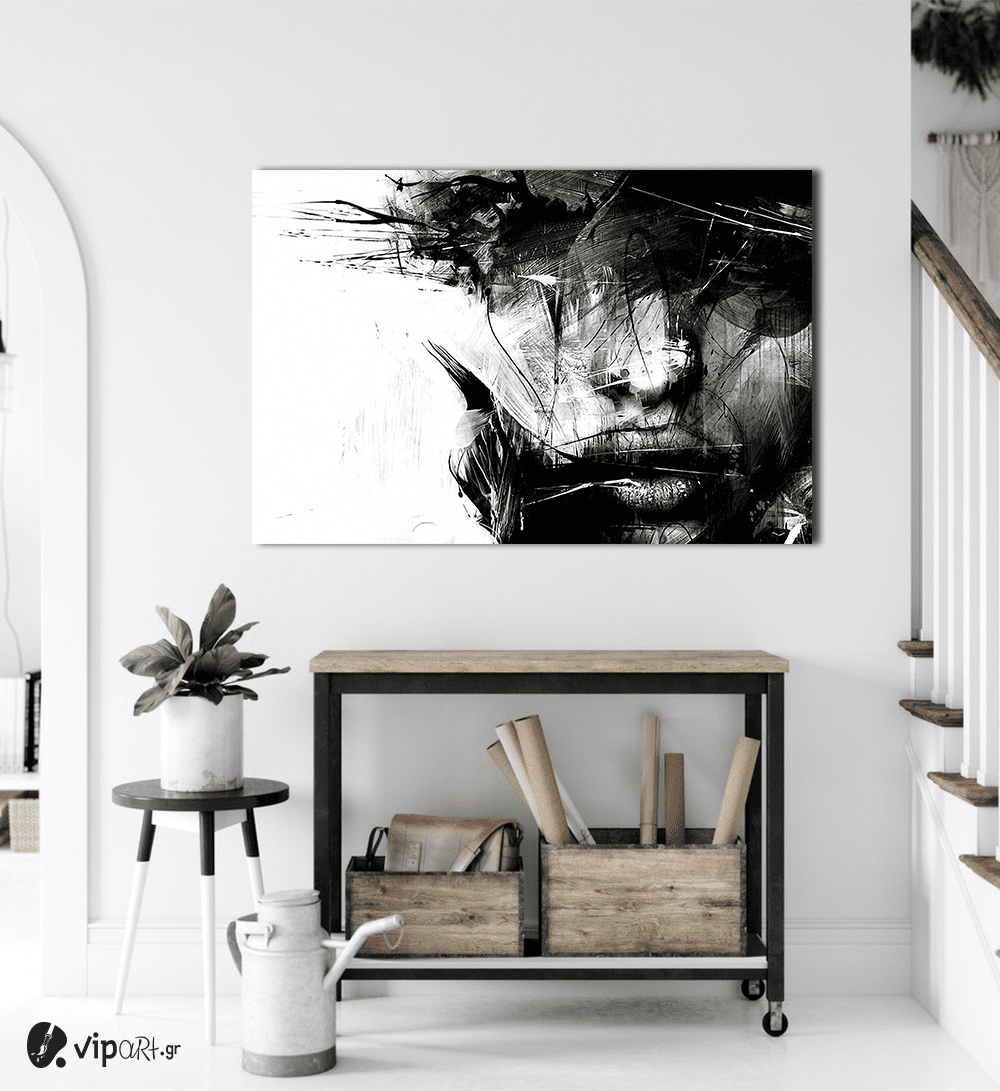 Πίνακας σε Καμβά : Black and White Face Art
