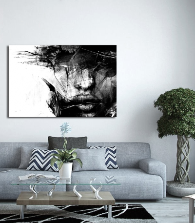 Πίνακας σε Καμβά : Black and White Face Art