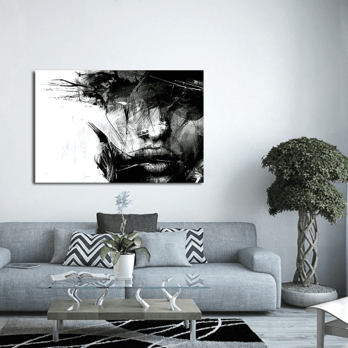 Πίνακας σε Καμβά : Black and White Face Art