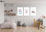 Σύνθεση Με Πίνακες Καμβάδες 60x40 - 3 Τεμάχια - Little Cute Kitty