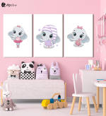 Σύνθεση Με Πίνακες Καμβάδες 60x40 - 3 Τεμάχια - Little Cute Elephant