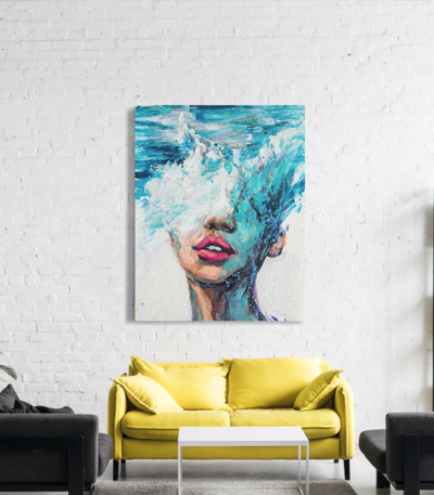 Πίνακας σε Καμβά : Waves portrait painting art