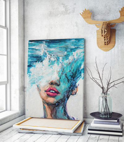Πίνακας σε Καμβά : Waves portrait painting art