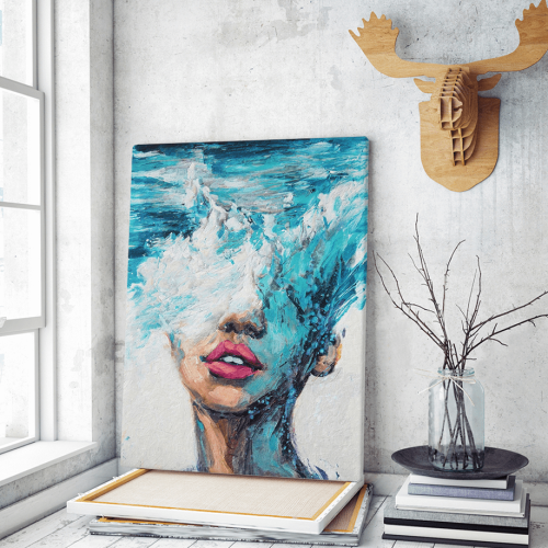 Πίνακας σε Καμβά : Waves portrait painting art