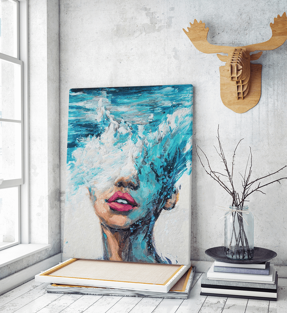 Πίνακας σε Καμβά : Waves portrait painting art Πίνακας σε Καμβά : Waves portrait painting art