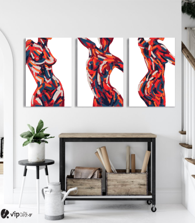 Σύνθεση Με Πίνακες Καμβάδες 60x40 - 3 Τεμάχια - Female Body Art
