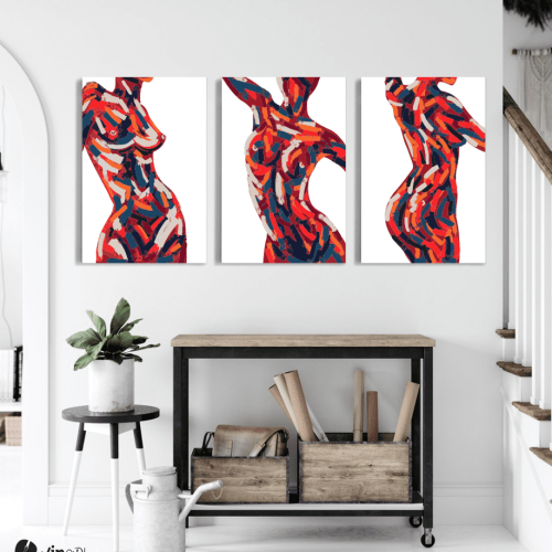 Σύνθεση Με Πίνακες Καμβάδες 60x40 - 3 Τεμάχια - Female Body Art