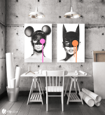 Σύνθεση με πίνακες Καμβάδες : Mask Catwoman and Mini - 2 Τεμάχια 70x50