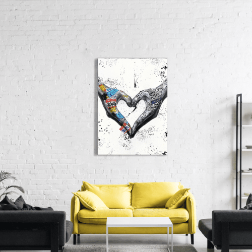 Πίνακας σε Καμβά : Heart Hand Street Graffiti Art