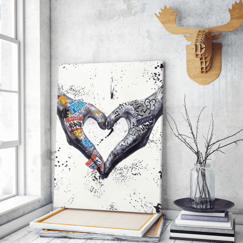 Πίνακας σε Καμβά : Heart Hand Street Graffiti Art