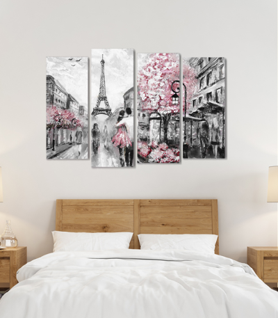Πίνακας Καμβάς Τετράπτυχος Paris painting selective color