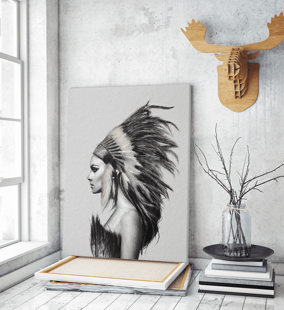Πίνακας σε Καμβά : Indians Woman Nordic Style