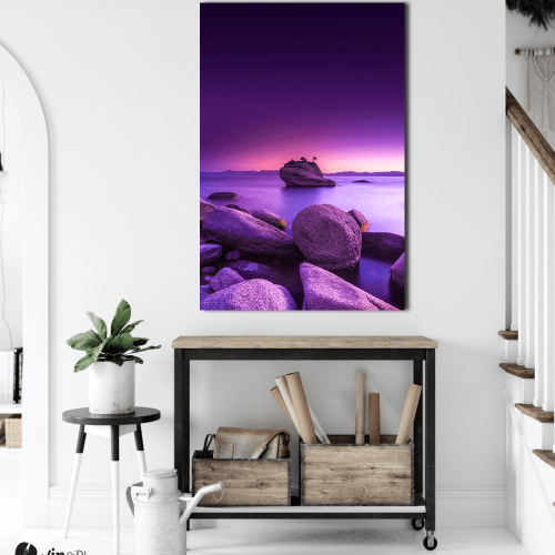 Πίνακας σε Καμβά : Pink Sky & Rocks