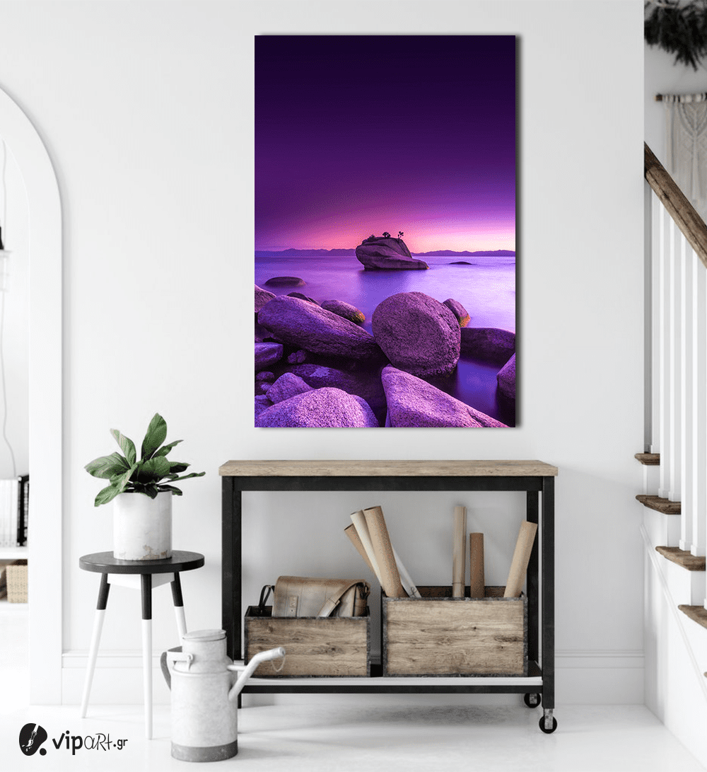 Πίνακας σε Καμβά : Pink Sky & Rocks Πίνακας σε Καμβά : Pink Sky & Rocks