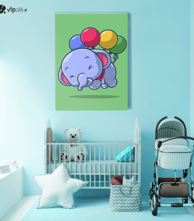 Πίνακας Καμβάς Elephant with balloons