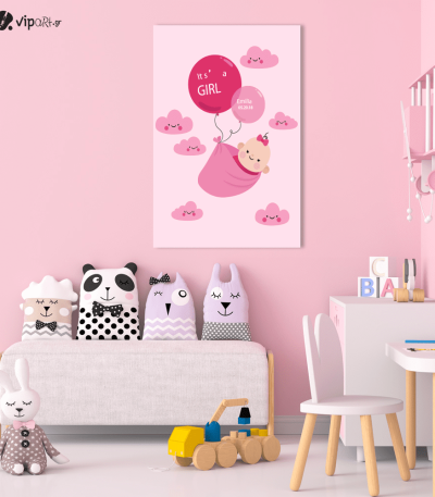 Πίνακας Καμβάς Baby Girl's Name and Date of Birth