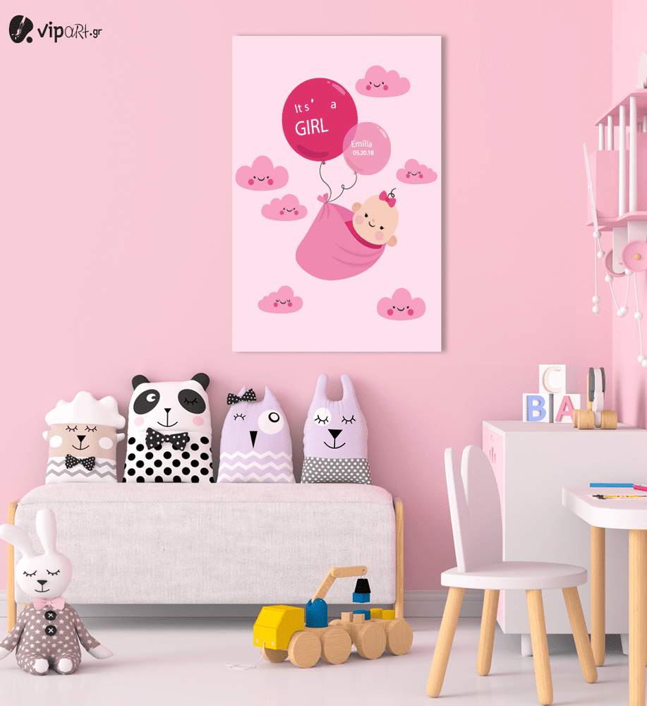 Πίνακας Καμβάς Baby Girl's Name and Date of Birth Πίνακας Καμβάς Baby Girl's Name and Date of Birth
