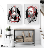 Σύνθεση με πίνακες Καμβάδες : Mona Lisa Van Gogh modern vector art - 2 Τεμάχια 70x50