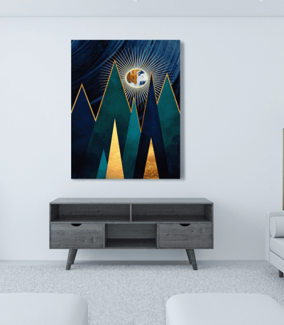 Πίνακας Καμβάς Dark landscape- Gold details