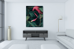 Πίνακας Καμβάς Pink flamingo- Gold frame