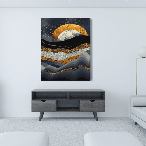 Πίνακας Καμβάς Black sea Sunset- Gold details