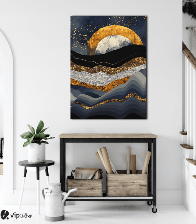 Πίνακας Καμβάς Black sea Sunset- Gold details