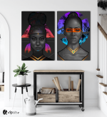 Σύνθεση με πίνακες Καμβάδες : Portrait Women seductive look - 2 Τεμάχια 70x 50