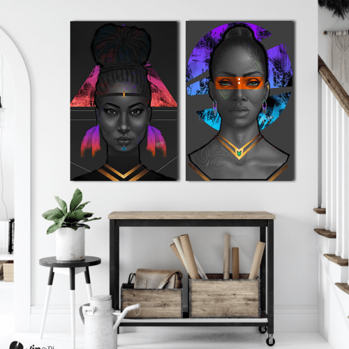 Σύνθεση με πίνακες Καμβάδες : Portrait Women seductive look - 2 Τεμάχια 70x 50