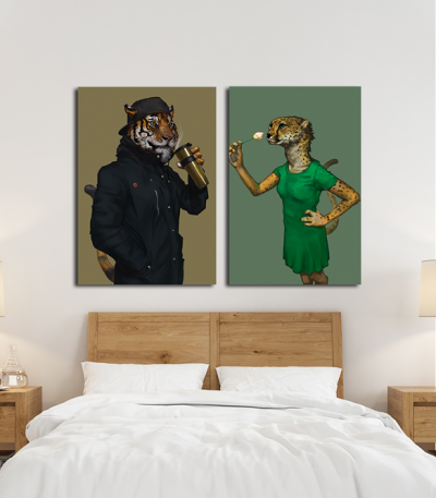 Σύνθεση με πίνακες Καμβάδες : Animals flirting - 2 Τεμάχια 70x 50