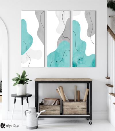 Σύνθεση με Πίνακες σε Καμβά Hand Painted Abstract 3 τεμάχια 40x100