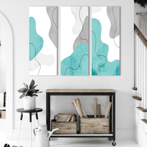 Σύνθεση με Πίνακες σε Καμβά Hand Painted Abstract 3 τεμάχια 40x100