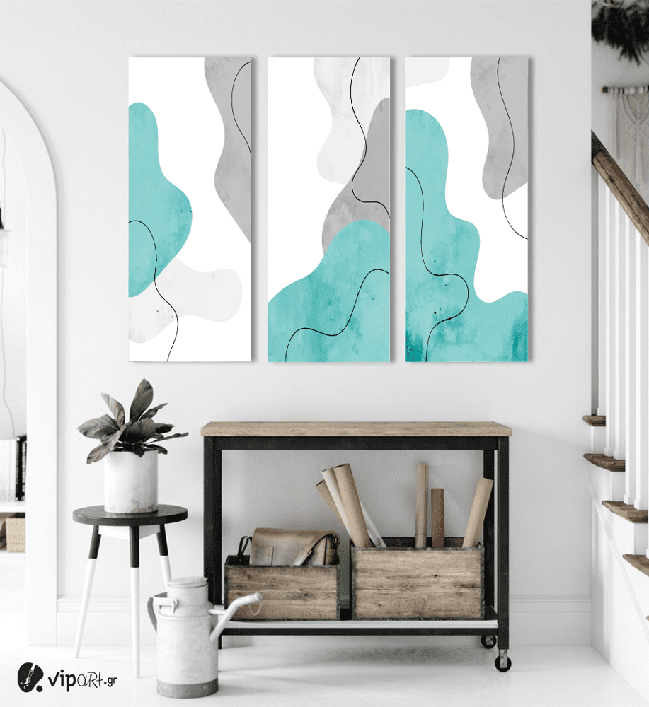 Σύνθεση με Πίνακες σε Καμβά Hand Painted Abstract 3 τεμάχια 40x100