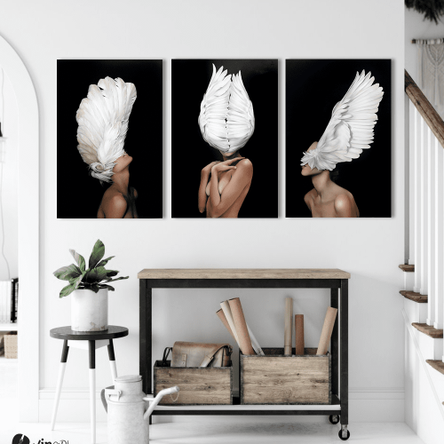 Σύνθεση Με Πίνακες Καμβάδες 60x40 - 3 Τεμάχια - Angel Woman