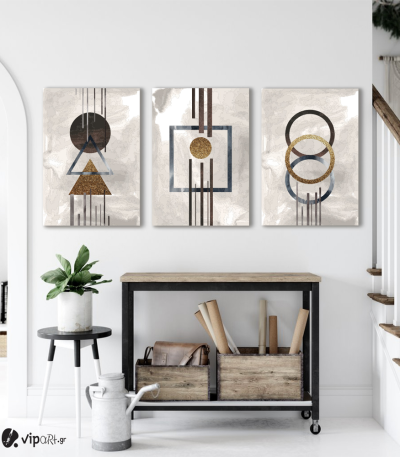 Σύνθεση Με Πίνακες Καμβάδες 60x40 - 3 Τεμάχια - Minimal Symbols