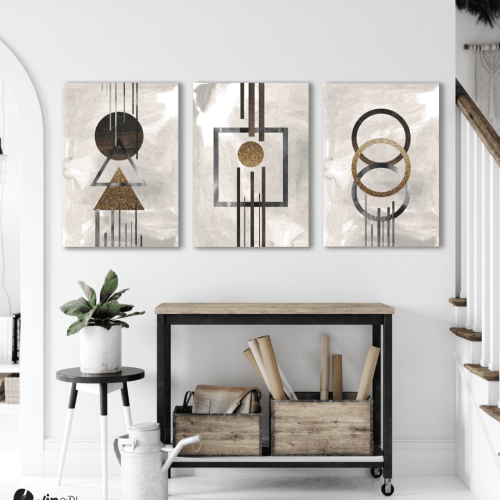 Σύνθεση Με Πίνακες Καμβάδες 60x40 - 3 Τεμάχια - Minimal Symbols