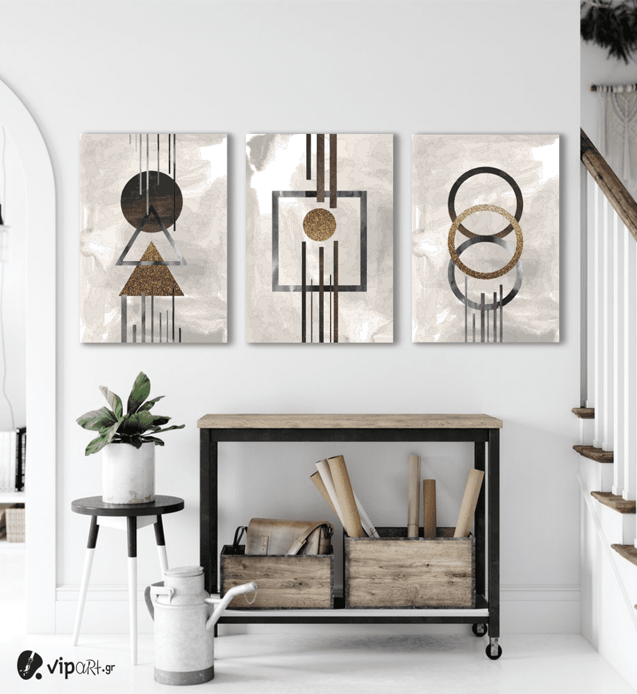 Σύνθεση Με Πίνακες Καμβάδες 60x40 - 3 Τεμάχια - Minimal Symbols