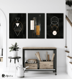 Σύνθεση Με Πίνακες Καμβάδες 60x40 - 3 Τεμάχια - Gold & White Symbols