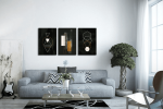 Σύνθεση Με Πίνακες Καμβάδες 60x40 - 3 Τεμάχια - Gold & White Symbols