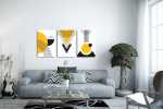 Σύνθεση Με Πίνακες Καμβάδες 60x40 - 3 Τεμάχια - Black & Yellow Art